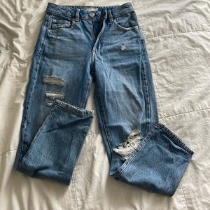 Garage blue ripped mom jeans